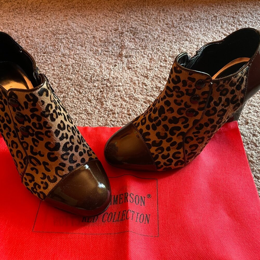 3 button leopard Ros Hommerson Red Collection boots size 8W